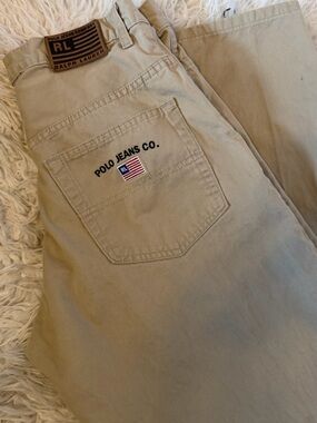 Ralph Lauren Polo Jeans Co. Vintage khaki Chinos with embroidered logo 33x32
